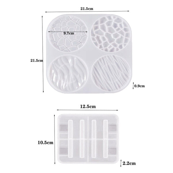 Coaster Cup Mat Mold Wave Diamond Pattern Silicone Mould for Epoxy Resin Casting