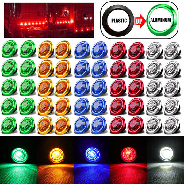 10x Round LED Side Clearance Marker Lights 12V 24V Truck Trailer Lorry Indicator