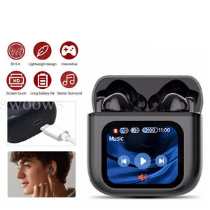 LED Touchscreen Wireless Bluetooth 5.4 Headphone Visible Active TWS Earphones