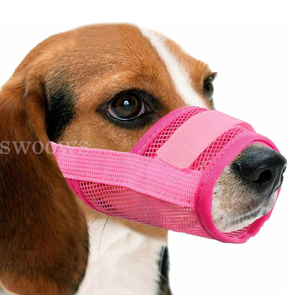 Soft Pet Dog Adjustable Stop Bark Bite Mesh Soft Mouth Muzzle Grooming Chewing