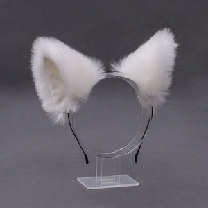 1/2xWomen Girls Fluffy Fur Cat Kitty fox animal Costume Ears Party Hair Clips On