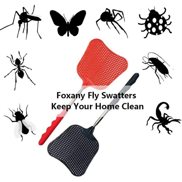 UPTO 4pcs Fly Swatter Extendable Handle Telescopic Insect Mosquito up to 65cm