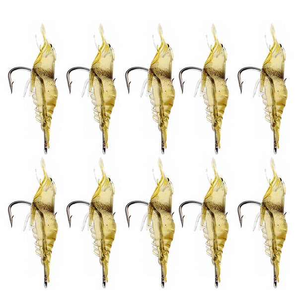 20Pcs Soft Plastic Bass Yabbie Prawn Shrimp Fishing Lure Jig Heads Bream Natural