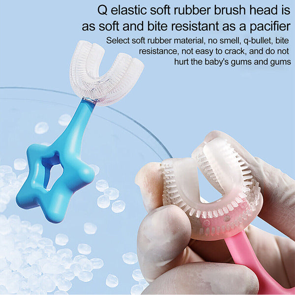 Kids U Shaped Toothbrush Soft Silicone Brush Head 360° Oral Teeth Cleaning Brush