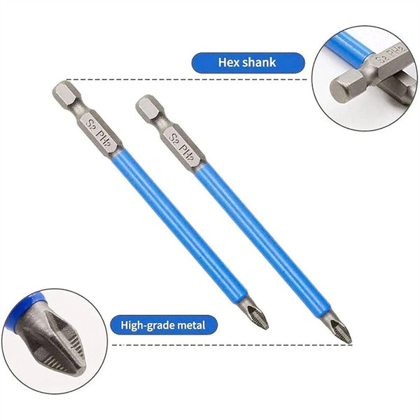 6/7 Pcs Magnetic Anti-Slip Drill Bit PH2 Cross Bits Set Screwdriver 25mm-150mm