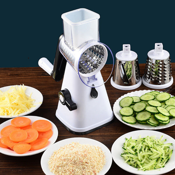 Kitchen Vegetable Food Manual Rotary Drum Grater Chopper Slicer Cutter Shredder