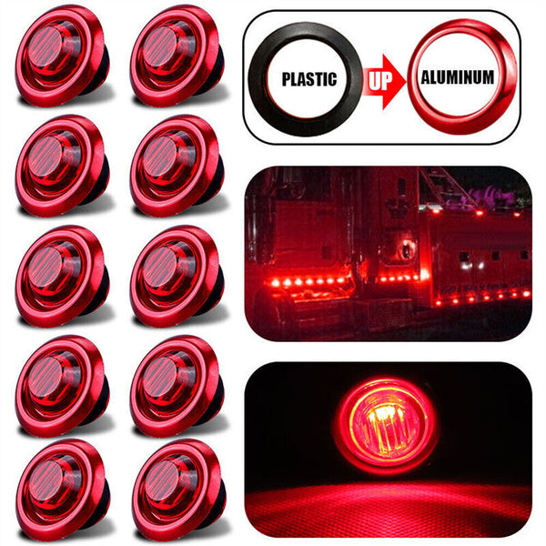 10x Round LED Side Clearance Marker Lights 12V 24V Truck Trailer Lorry Indicator