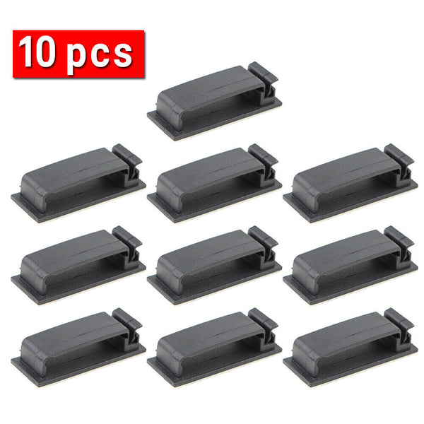 10-30x Adhesive Cord Management Cable Clips Black Wire Holder Organizer Clamp AU