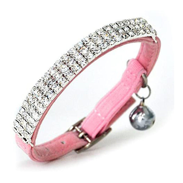 Collar Suede Cat Kitten Puppy Pet Safety Release Adjustable Rhinestone 4 colours