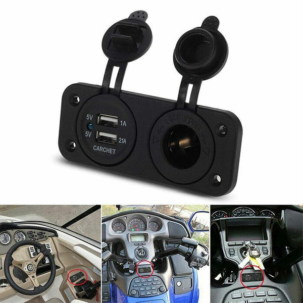 For Car Boat Bus Dual USB Port Cigarette Lighter Socket Charger Power Outlet 12V