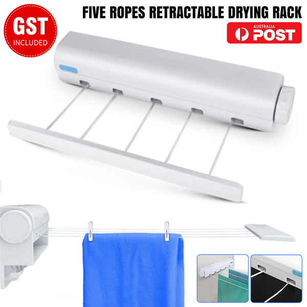 Wall Mounted Clothes Hanger Dryer Clothesline Laundry Washing Line Drying Rack