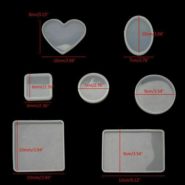 18 Pcs Resin Casting Molds Silicone Mold Pendant Tray Jewelry Mould Craft Kit AU