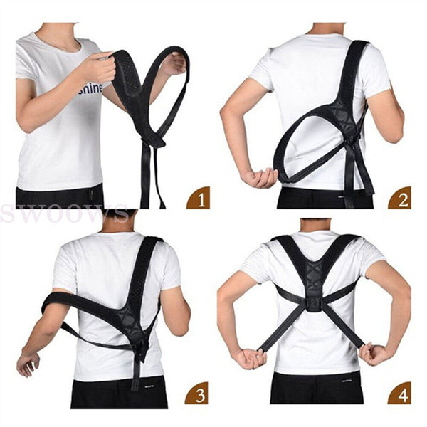 Posture Corrector Adjustable Shoulder Back Support Belt Straightener Brace Strap