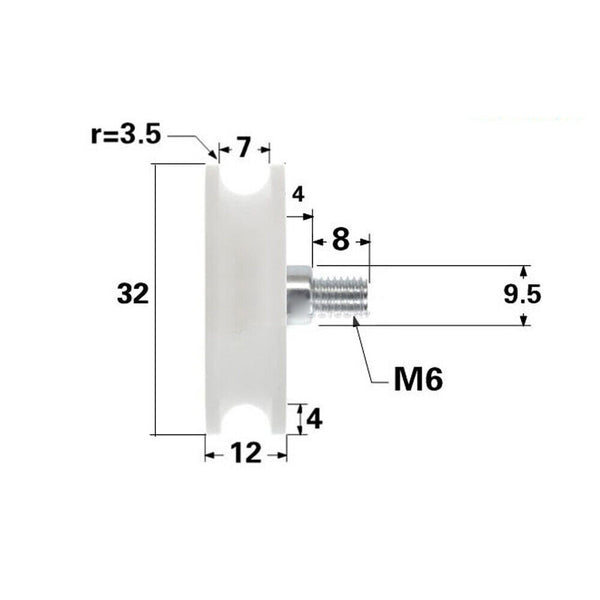 32mm Sliding Door Wheel Security Screen Sliding Rollers Glass DIY Parts