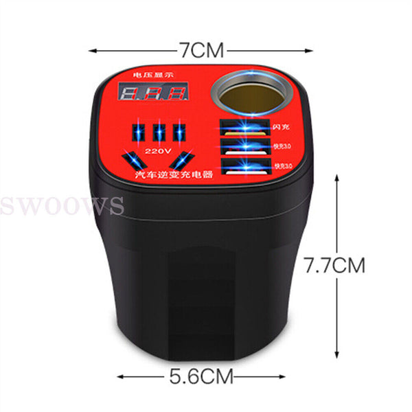 Car Mounted Cup Type Inverter-Converter QC Charger, Car Power Converter