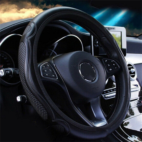 Universal_Auto Car Steering Wheel Cover Leather Breathable Anti-slip Black NEW