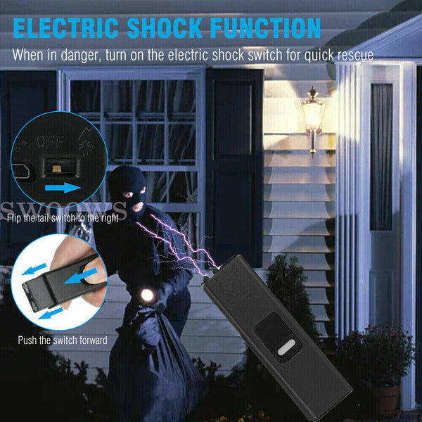 Mini USB Keychain Stun Tool Rechargeable LED Flashlight Self Protect Arc Tool