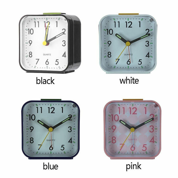 Battery Operated Alarm Clock Quartz No Tick With Night Light Bedside Clocks AU