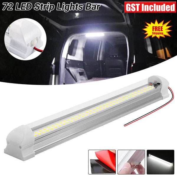 1-2x 72 LED Strip Lights Bar Car Interior Waterproof Lamp Caravan Boat Camping