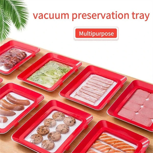 Food Preservation Tray Reusable Plastic Food Fresh Storage Container Plate Cover