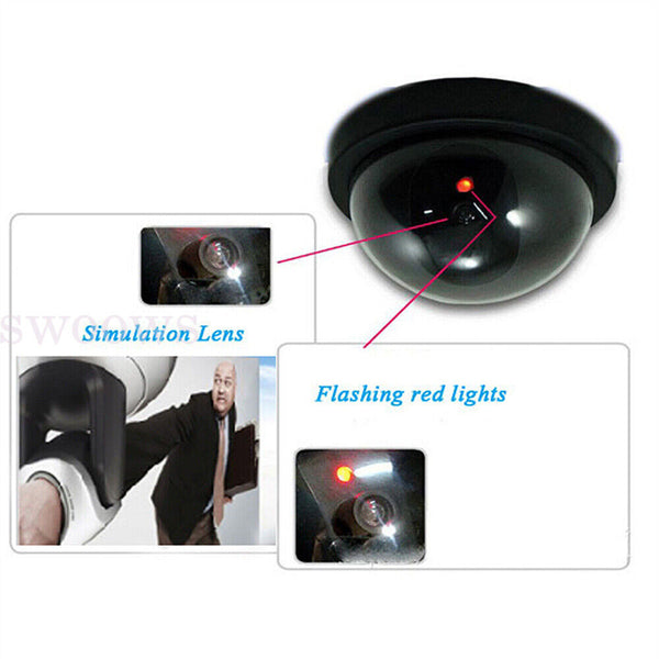 Dome Dummy Home Security Surveillance Camera W/ Simulated IR Flashing Red HOME