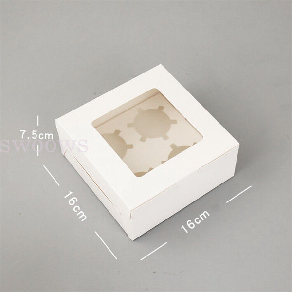 Cupcake Box Cases 4/6 holes Clear Window Cupcake Display Boxes Muffin Cup