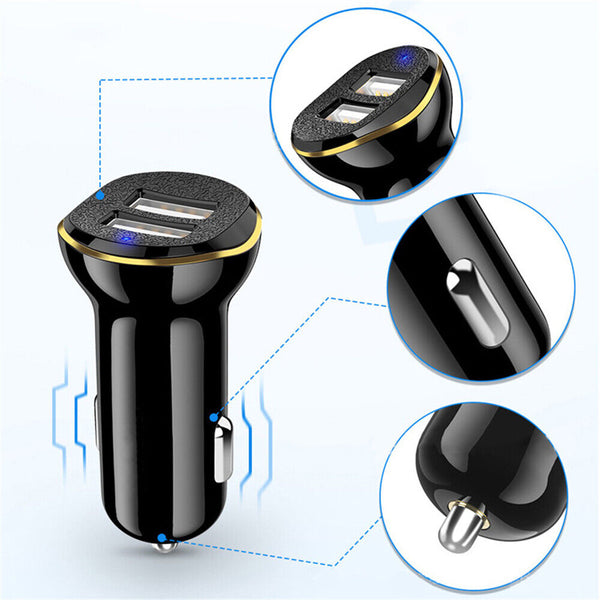 Fast 3.1A Car Phone Charger Dual USB Power Adapter For Cigarette Lighter Port