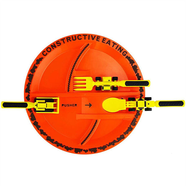 Constructive Eating - Construction Themed Set - Plate, Heavy Equipment Utensils