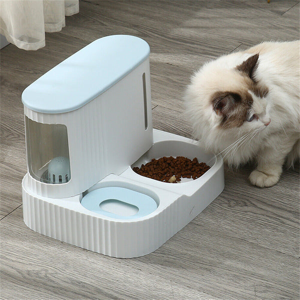 2 in1 Automatic Pet Dog Cat Food Water Dispenser Feeder Self Feeding Bowl Bottle