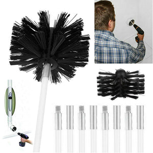 Rotary Chimney Cleaners Brush Cleaning Sweep System Fireplace Kit Flexible Rod