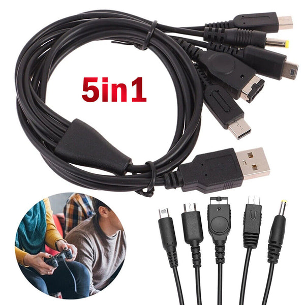 5in1 USB Charger Cord Cable For Nintendo New 2DS 3DS DSi XL NDS GBA SP DS Lite