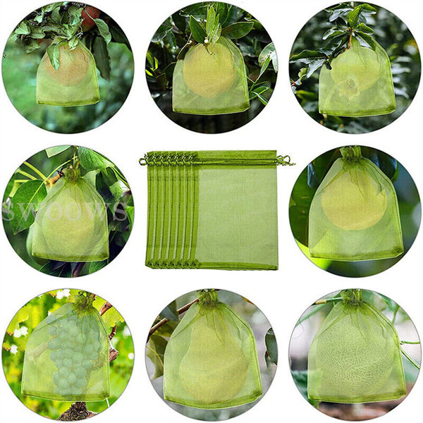 50/100x Fruit Net Bags Agriculture Garden Vegetable Protection Mesh Insect Proof