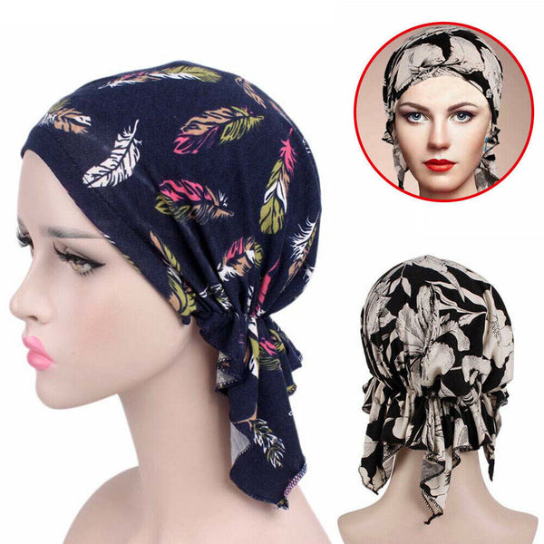 Women's Floral Chemo Cap Cancer Hat Muslim Hair Scarf Turban Hijab Head Wrap NEW