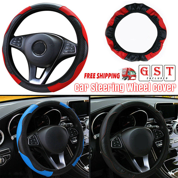 Car Steering Wheel Cover Leather Breathable Anti-slip Protector Universal 38cm