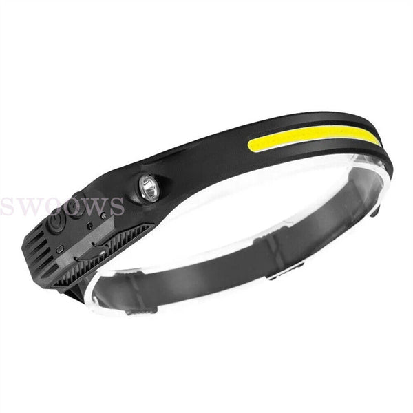 Waterproof COB LED Headlamp Motion Sensor Head Torch USB Rechargeable Headlight