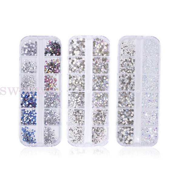 Nail Art 3D Assorted Rhinestones Gem Pearl Glitter Sequins Nail Decor Tips