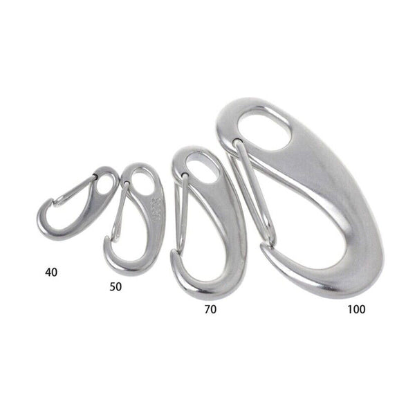 1/2x Stainless Steel Carabiner, Egg-shaped Marine Carabiner with Snap Hook