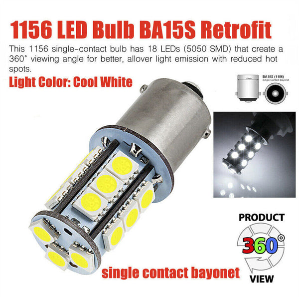 4x LED Light Bulb 1156 BA15S Brake Reverse Turn Stop Tail Car White Globe 12V AU