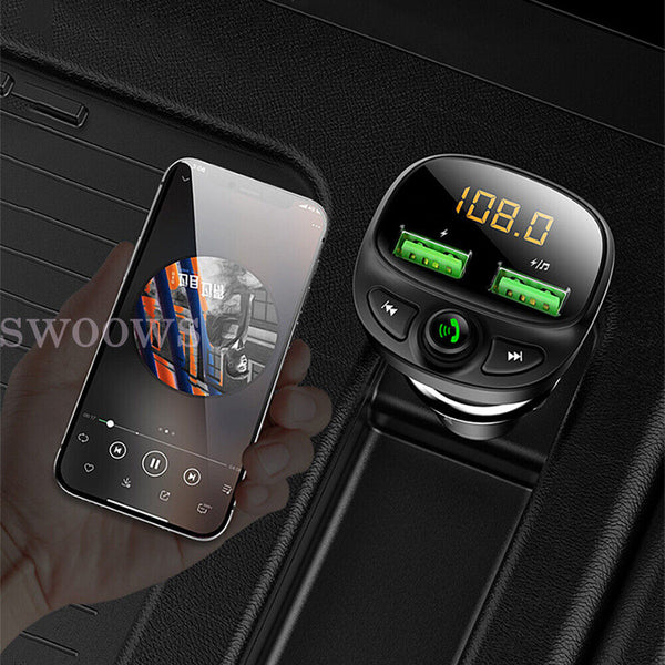 CAR PHONE CHARGER BLUETOOTH TRANSMITTER FM RADIO IPHONE ANDROID WIRELESS ADAPTER