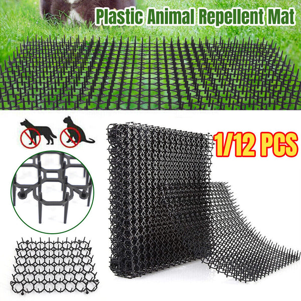 12PCS Plastic Scarer-Spike Mats Pet Dog Cat Scat-Mat Animal Deterrent Repellent