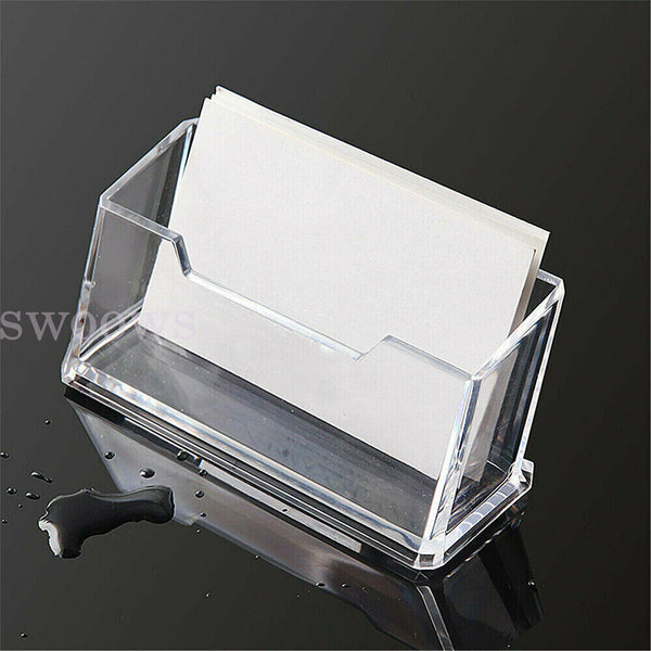 5/10x Business Card Holder Display Clear Desktop PMMA Stand Plastic Desk Shelf