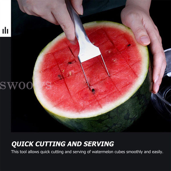 Watermelon Slicer Cutter, 2-in-1 Fork Stainless Steel Fruit Cutting Artifact