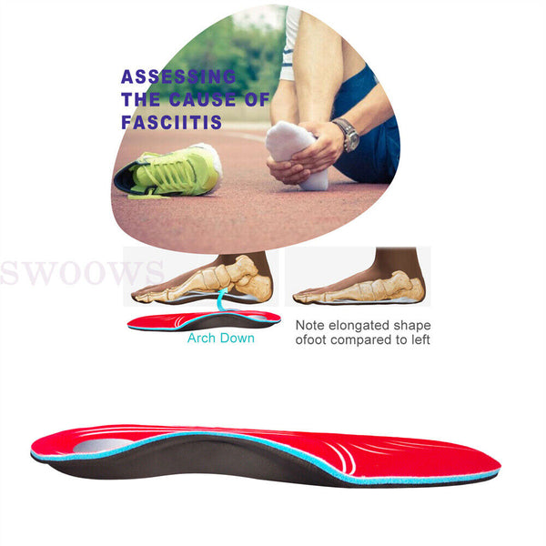 Orthotic Insoles Insert Shoes High Arch Support Plantar Flat Feet Fasciitis Foot