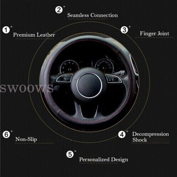 Universal Premium PU Leather Car Steering Wheel Cover Protector Brand New 38cm