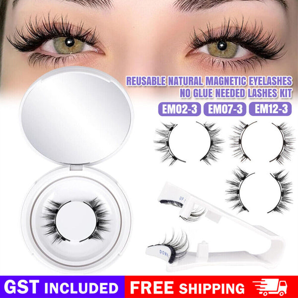 Reusable Natural Magnetic Eyelashes with Applicator No Glue Needed Lashes Kit AU