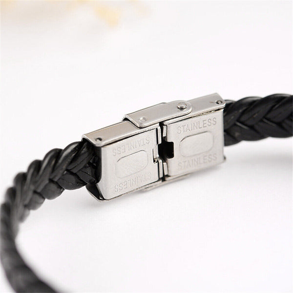 1/2x PU Leather Bracelet Gift for Dad Daddy Fathers Day Mens (without font)