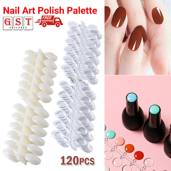 120pcs Nail Art Polish Palette Dot Flat Nail Color Card Display Tool Transparent