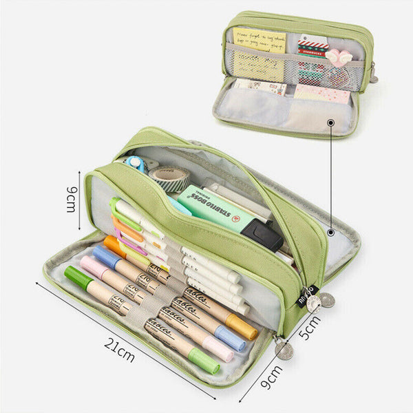 Zipper Pencil Case Pen Bag Organizer School Office Cosmetic Stationery Storage