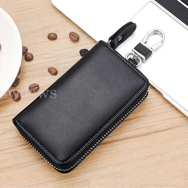 PU Leather Key Holder Case Keychain Pouch Bag Car Wallet Key Ring Unisex