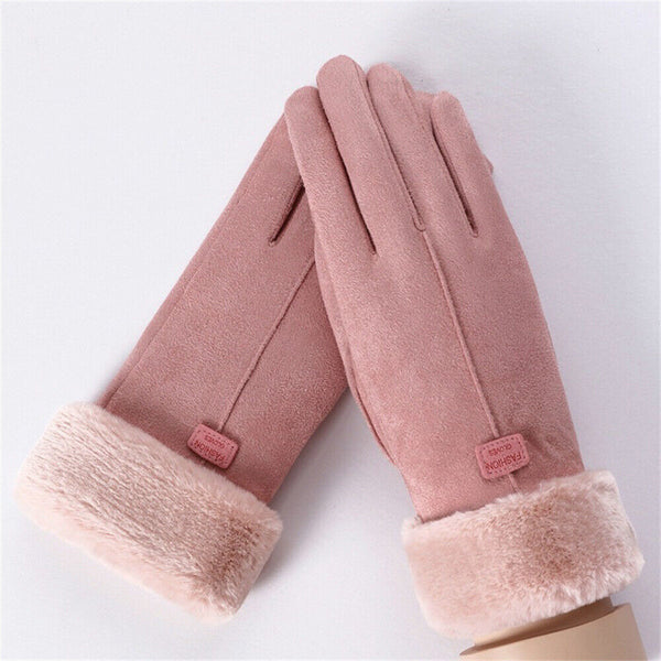 Outdoor Women Winter Gloves Thermal Sheepskin Touch Screen Warm Windproof Soft